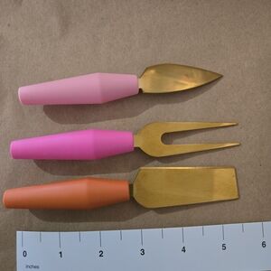 3-Piece Gold & Pink Cheese Knife Set